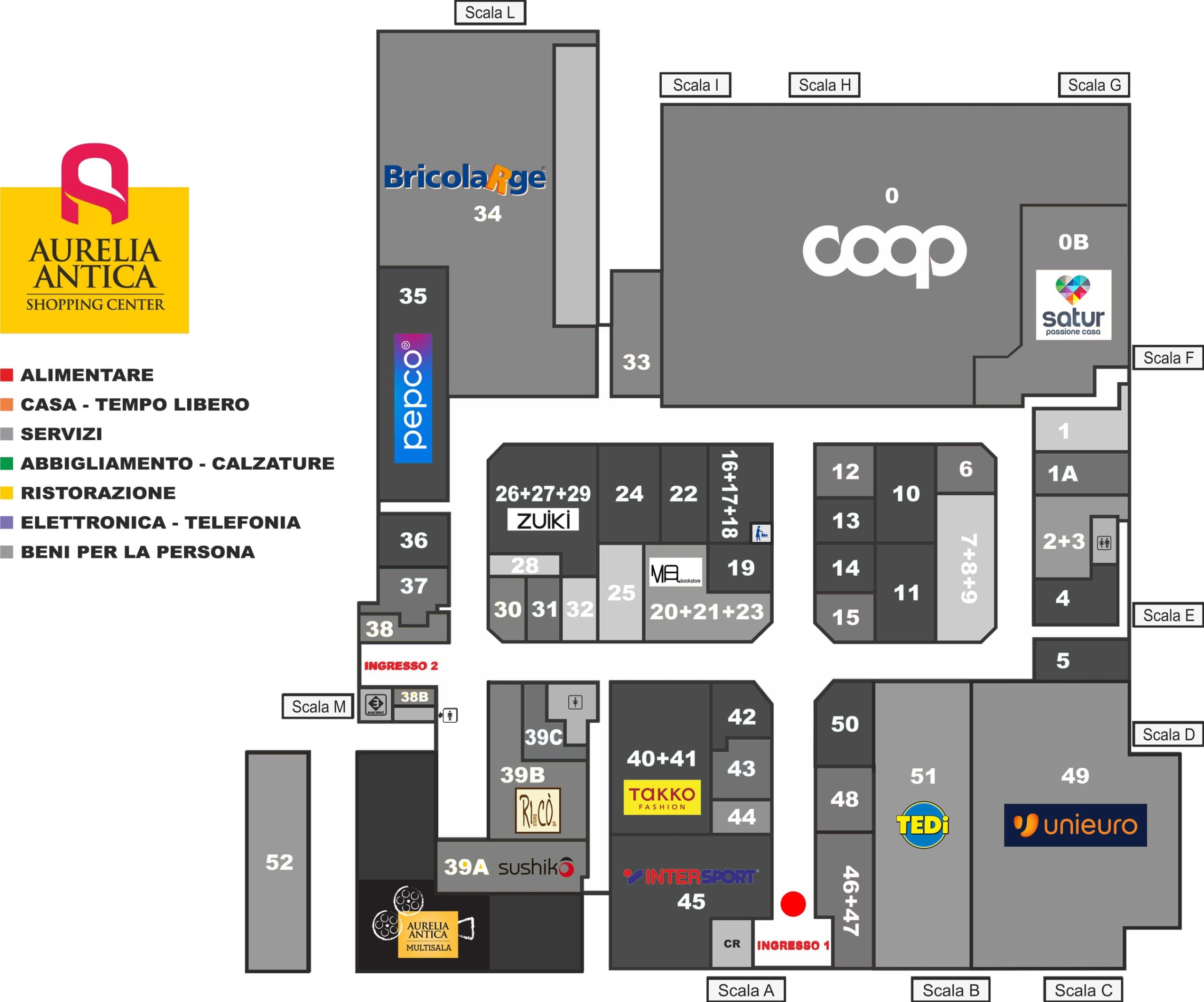Mappa del centro commerciale Aurelia Antica